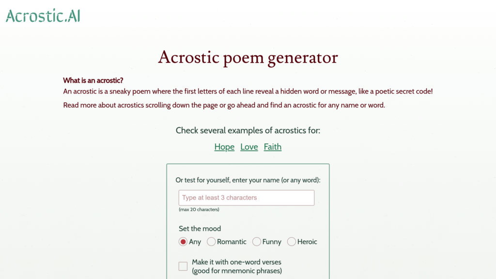 Acrostic AI screenshot