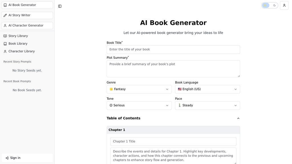 AI Book Generator screenshot