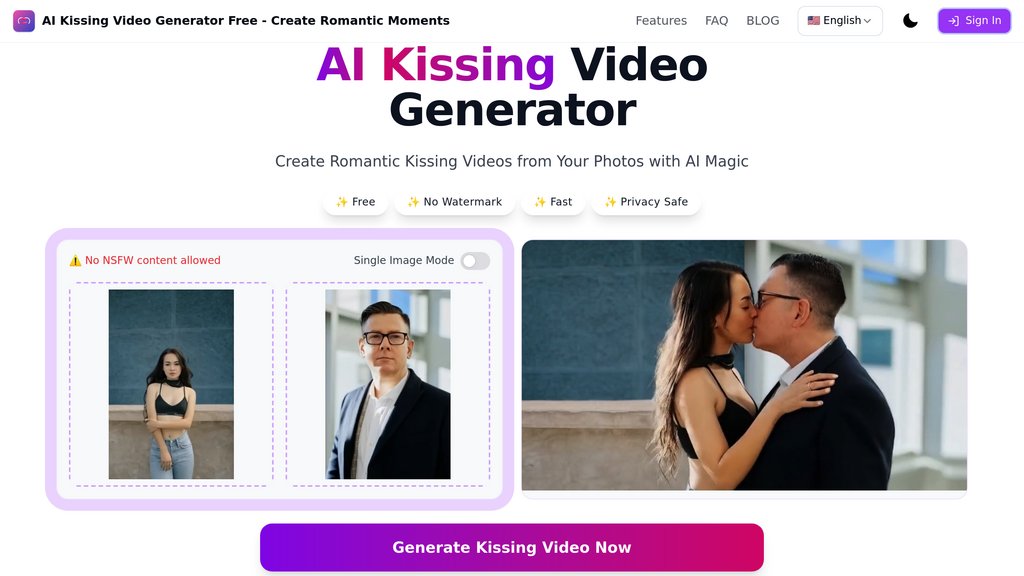 AI Kissing Video Generator screenshot