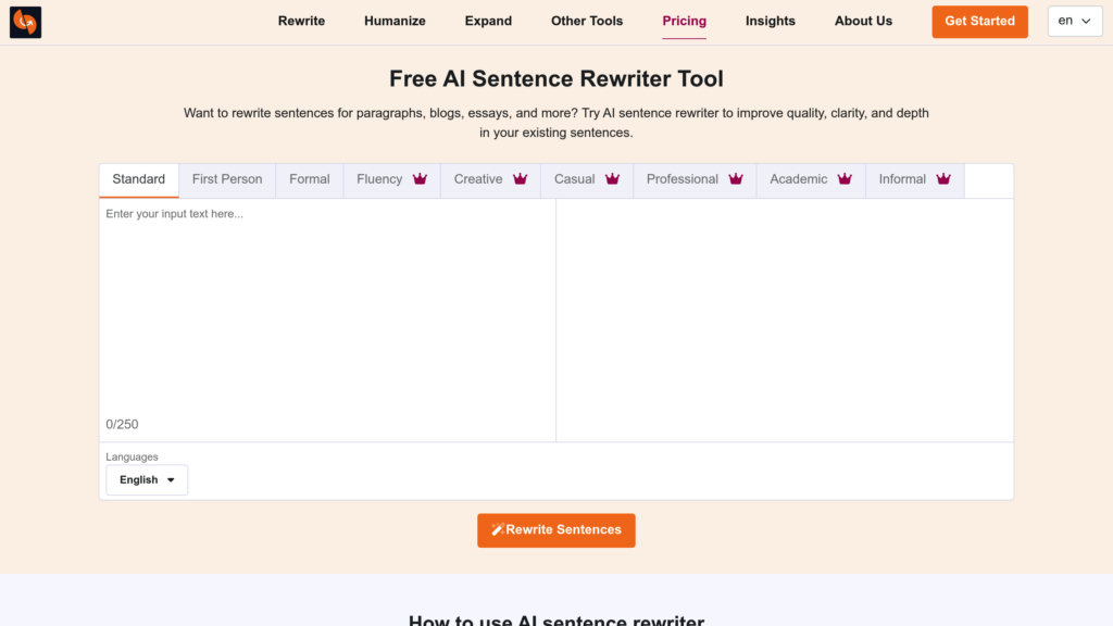 AI Sentence Rewriter screenshot