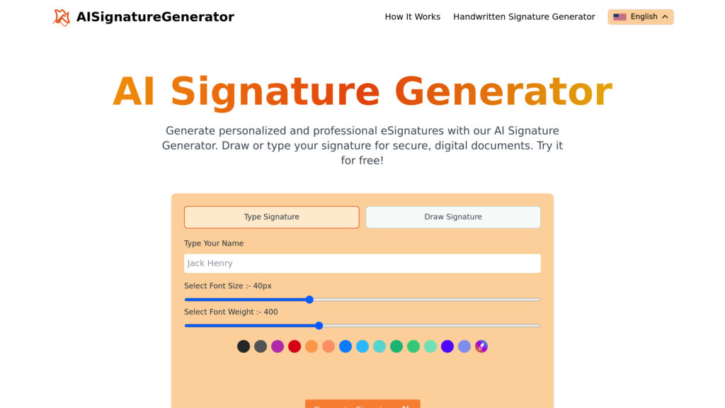 AI Signature Generator screenshot