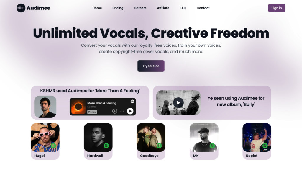 Audimee screenshot