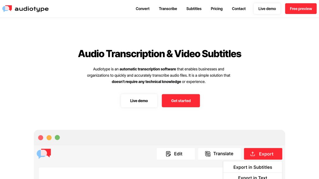 Audiotype screenshot