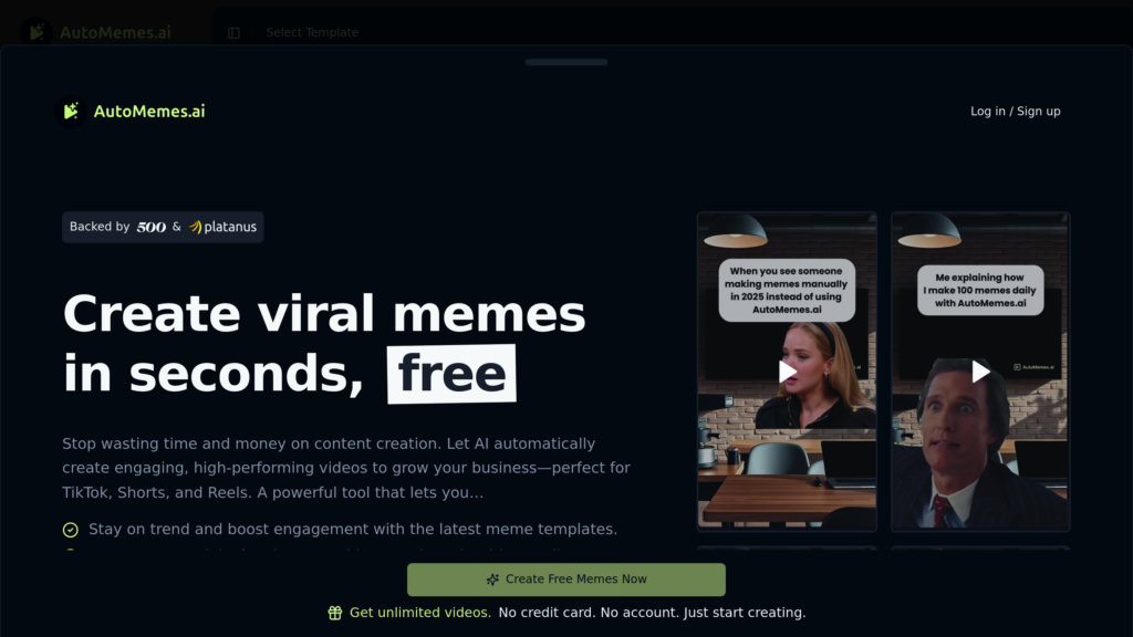 AutoMemes.ai screenshot