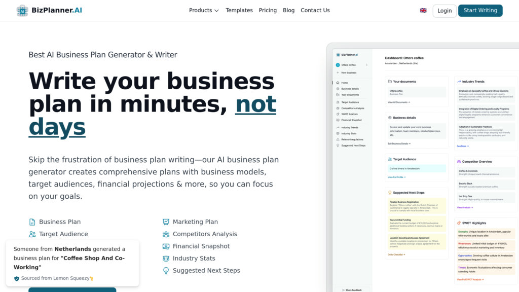 BizPlanner AI screenshot