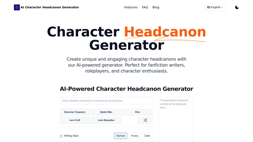 Character Headcanon Generator screenshot