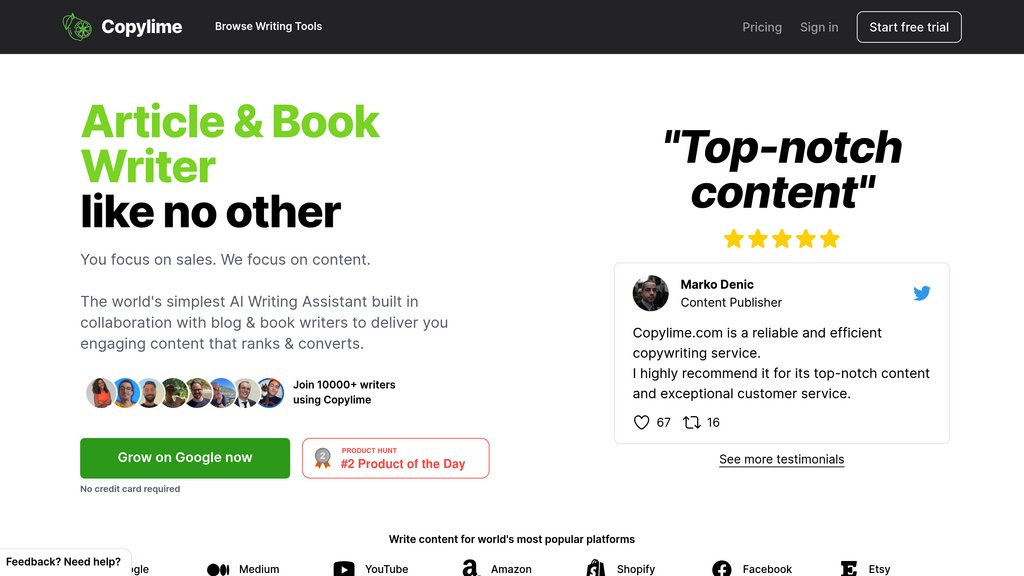 Copylime screenshot
