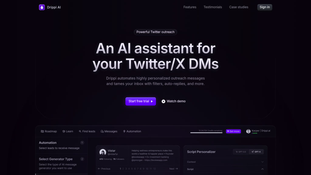 Drippi.ai screenshot