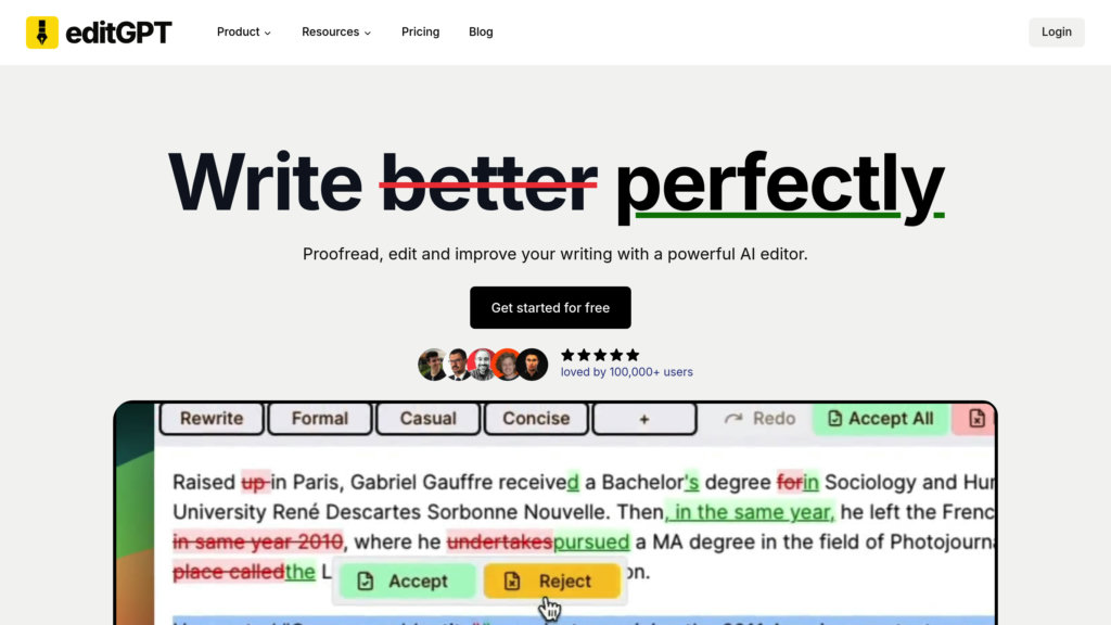 editGPT screenshot