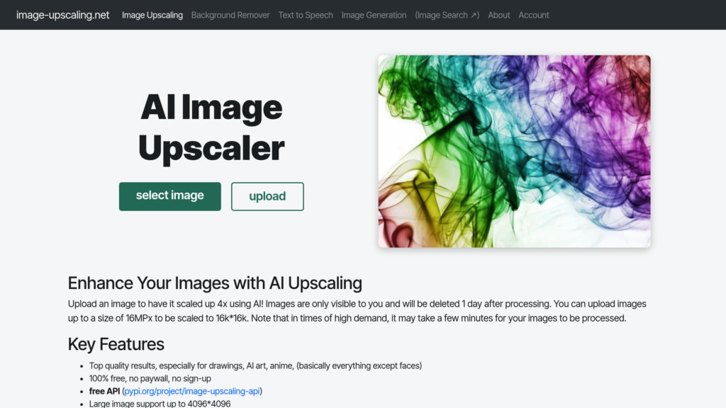 Free AI Image Upscaling Tool screenshot