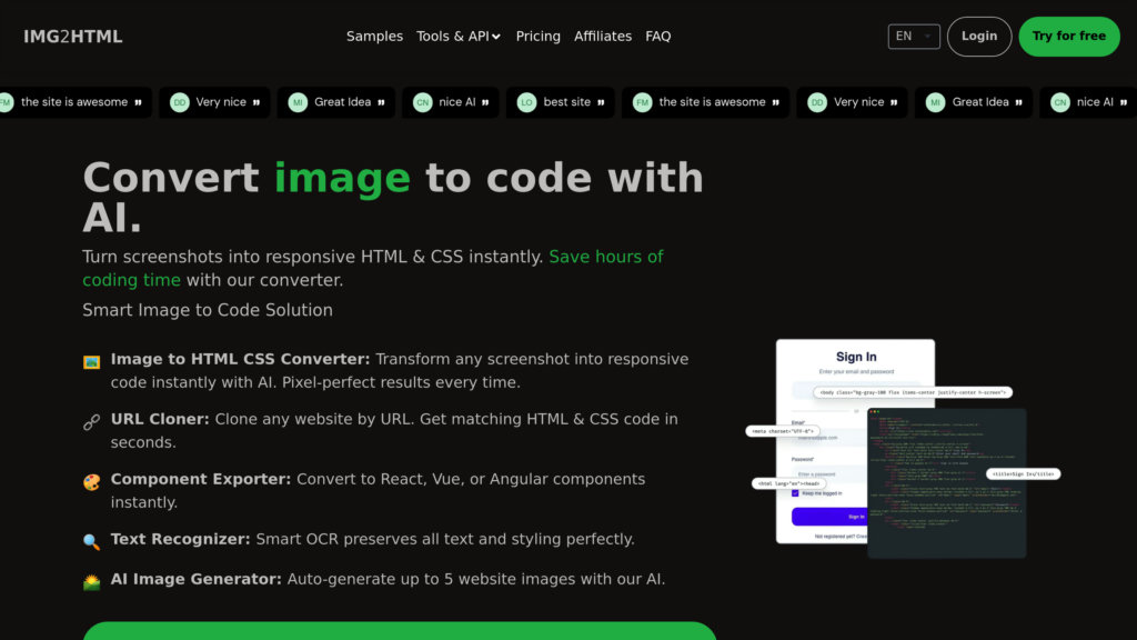 Img2html screenshot