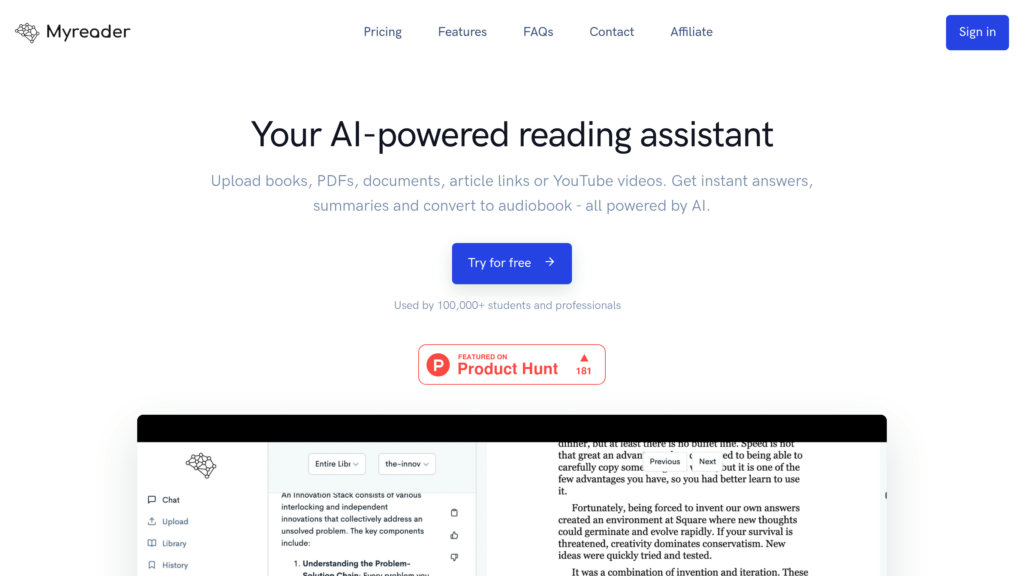 Myreader AI screenshot