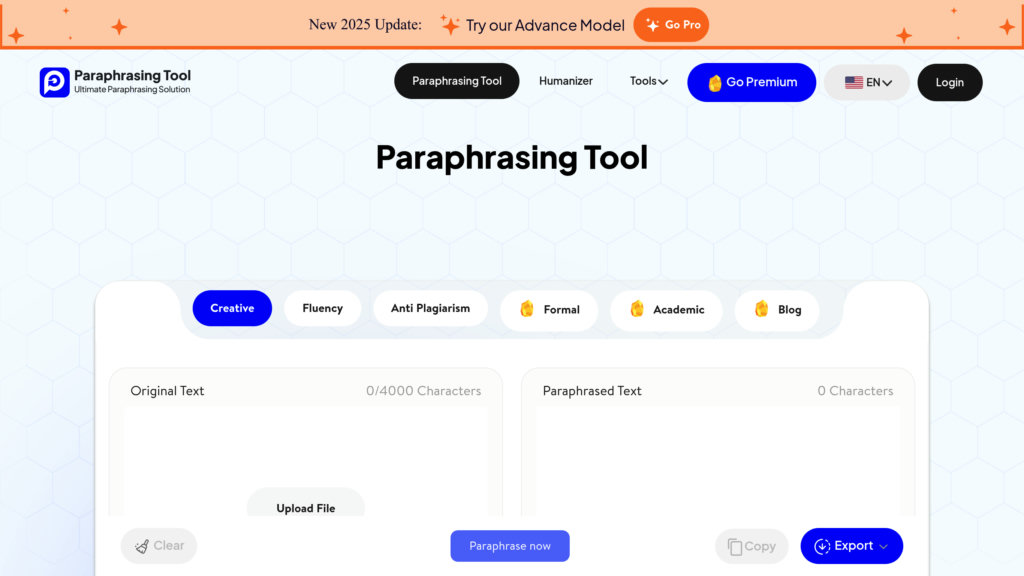 Paraphrasing Tool AI screenshot