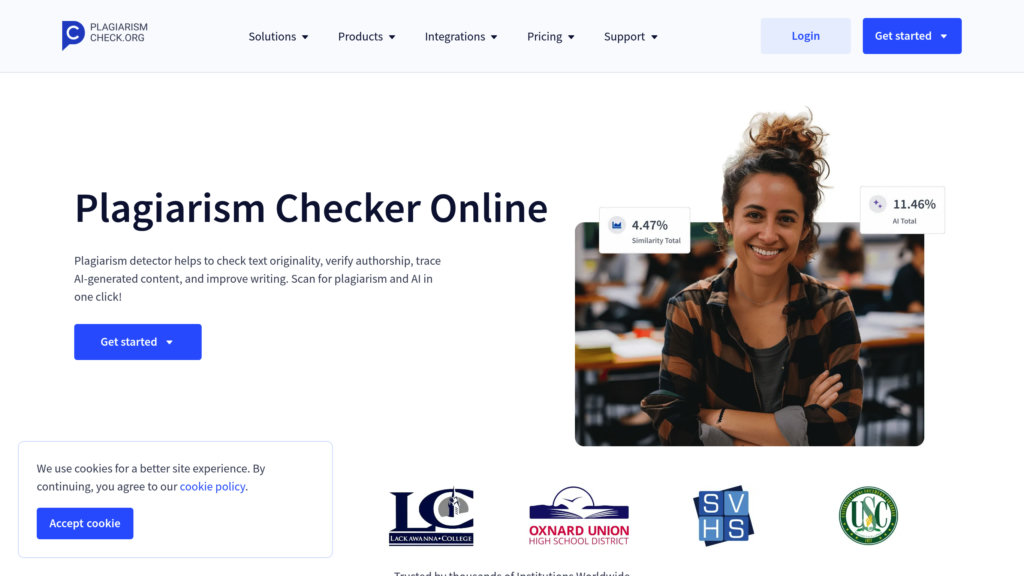 PlagiarismCheck.org screenshot