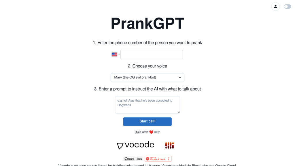 PrankGPT screenshot