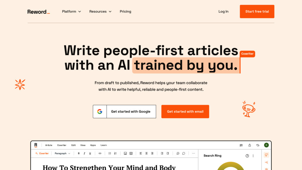 Reword.com screenshot