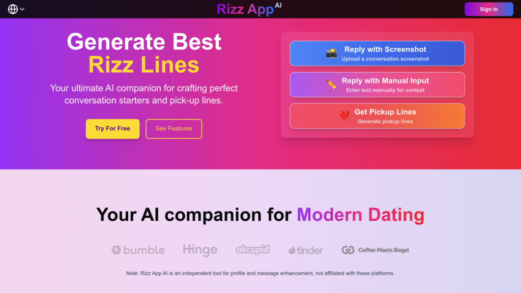 Rizz App AI screenshot