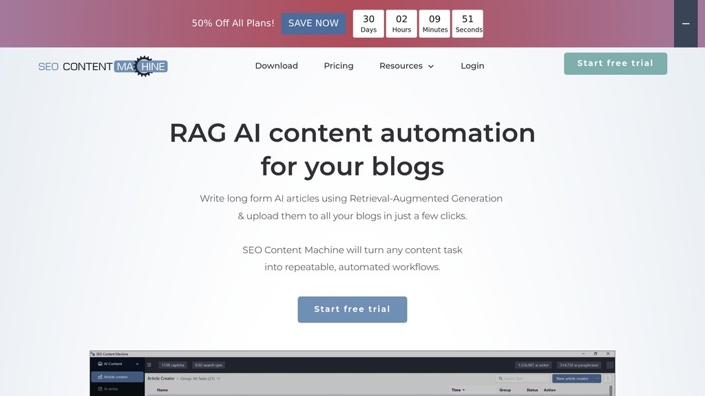 SEO Content Machine screenshot