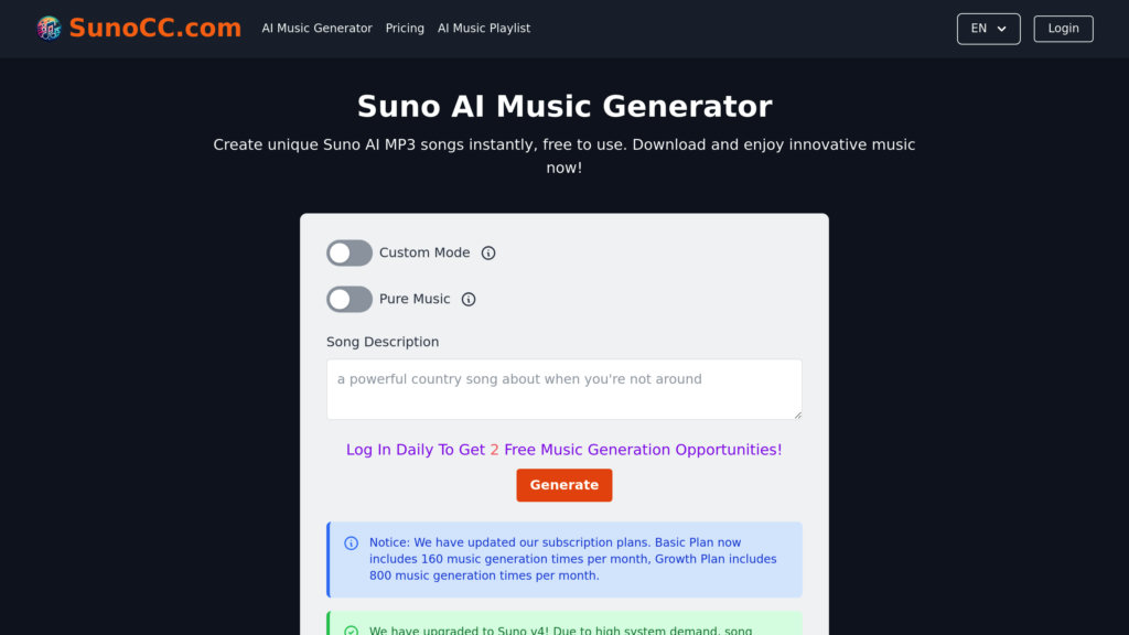 SunoCC AI screenshot
