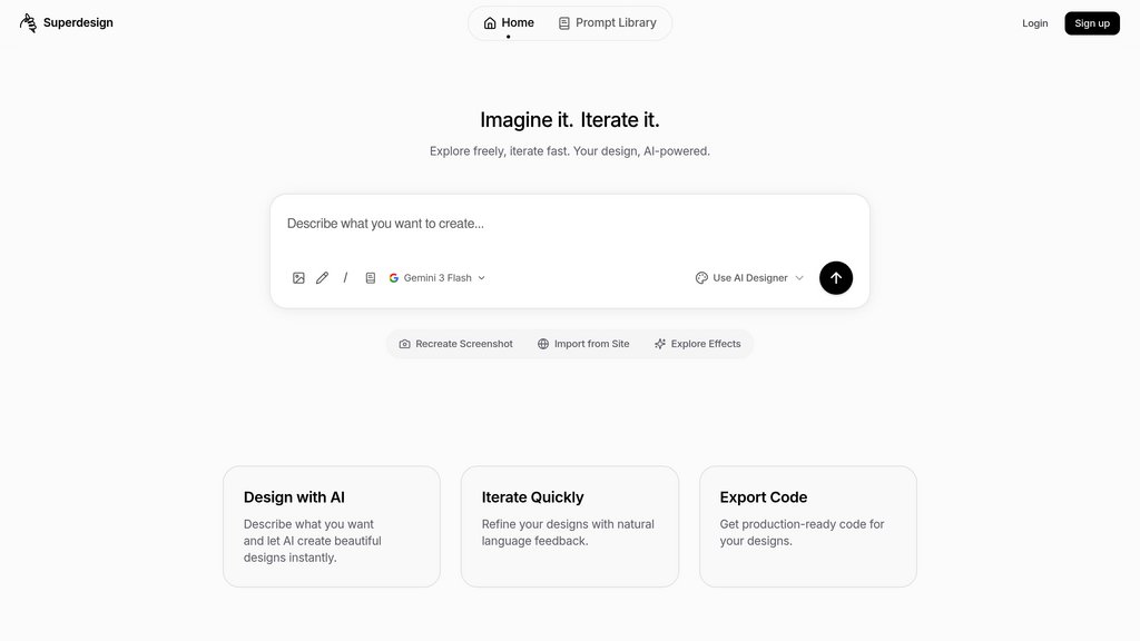 Superdesign screenshot