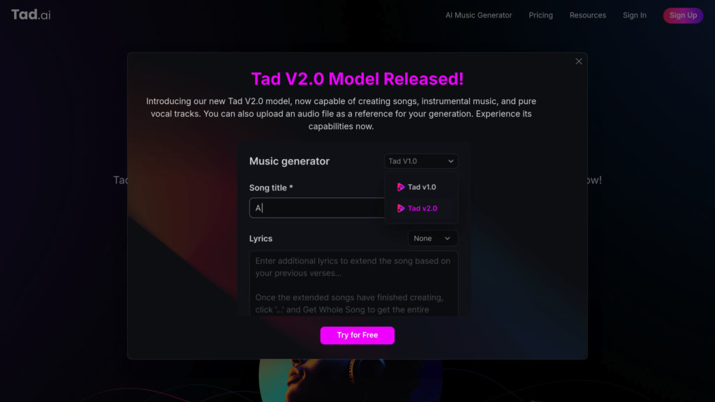 Tad AI screenshot